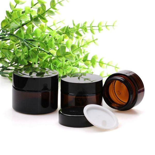 

5g 10g 15g 20g 30g 50g 100g amber brown glass face cream jar refillable bottle cosmetic storage container with screw cap and liner