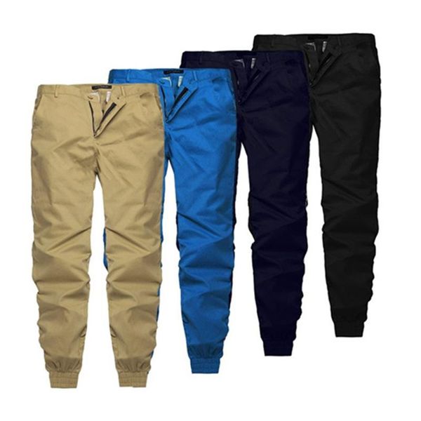 

men's pants 2021 autumn trousers casual street jogging feet sports slim solid color, Black
