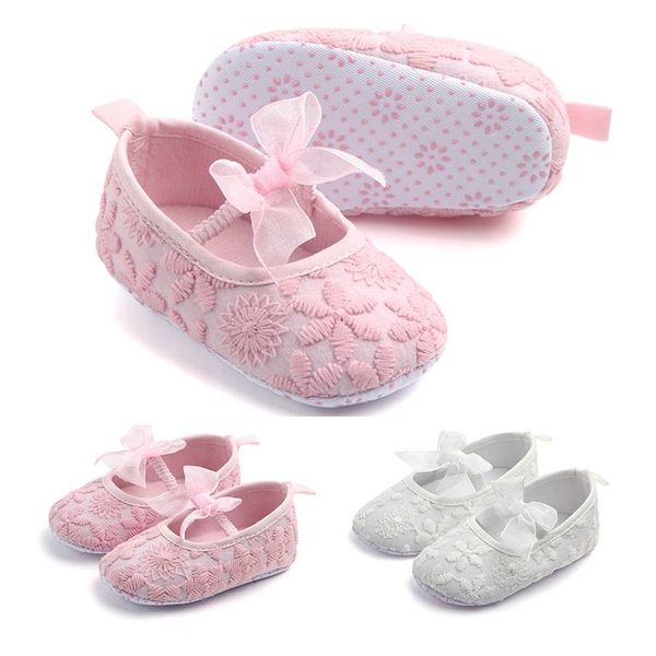 

new baby socks shoes cute lace bows flower newborn girl socks anti slip soft rubber soles infant toddler socks slippers y201009, Pink;yellow