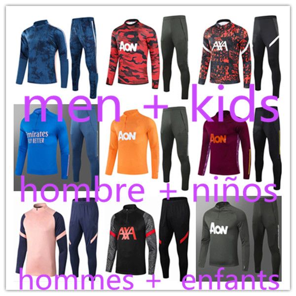 

2021 kids + men s mens new designers tracksuits soccer football training suits tracksuit survetement foot hommes chandal futbol enfants, Black
