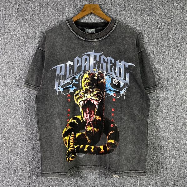 

22ss t-shirt summer tee men womens funny snake print hip hop t shirt real pics, White;black
