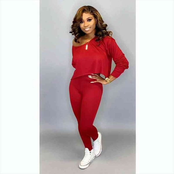 

women 2piece outfits long sleeve off shoulder crop pants set casual jumpsuit, Gray