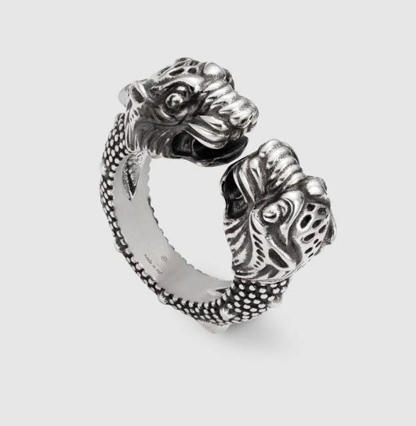 

ring 4mm ancient family double g tai silver make old retro interlocking tiger head men women brand jewelry gift website the same style origi