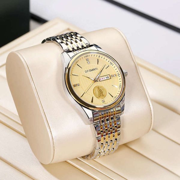 

grade d. high f. fashion smriti men's double calendar luminous waterproof watch fine steel business non mechanical quartz watch, Slivery;brown