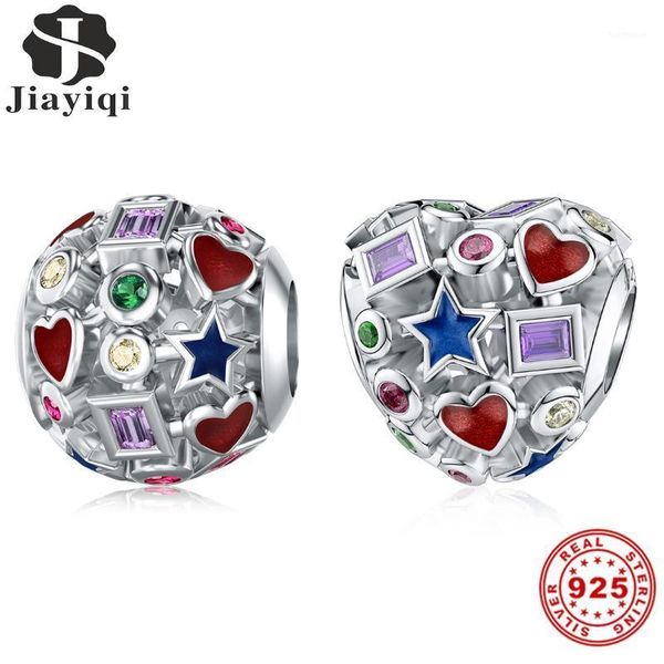 

jiayiqi cute colorful beads fit diy original bracelet making heart-shaped round charms women fine jewelry accessories1