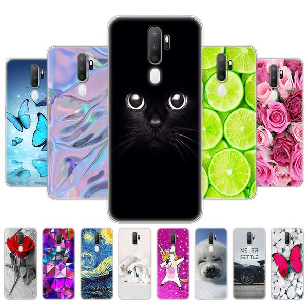 

oppo a9 a5 2020 case soft tpu phone shell back for oppoa9 oppoa5 9 coque a 5 cover silicon funda 6.5" cat tiger fower
