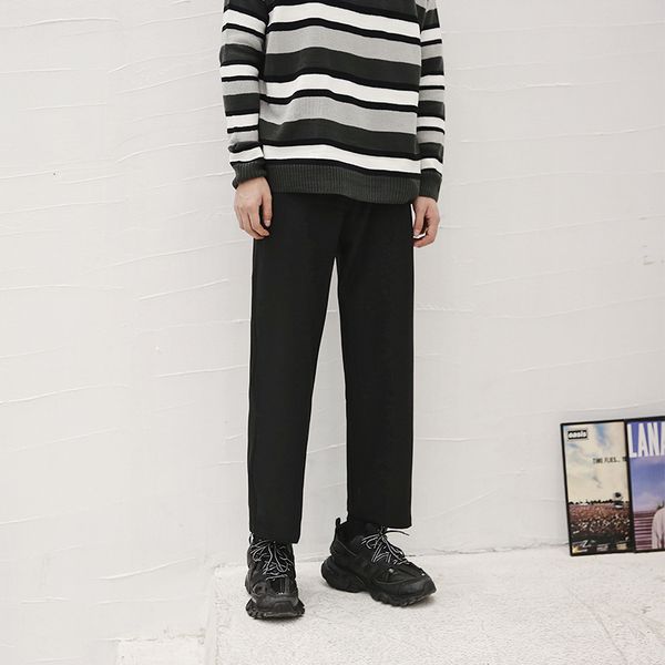 

new primavera 2021 e outono novo estilo retas casuais textura pura juventude masculinas klj2, Black