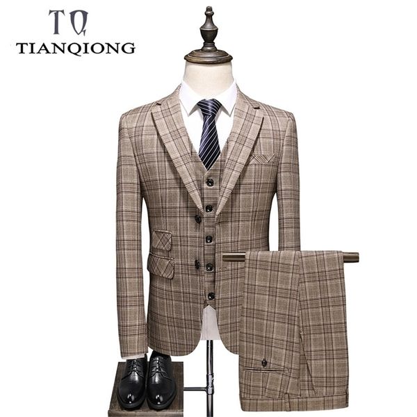 

suit for men slim fit men plaid suit groom wedding design suit 3 piece(blazer+pants+vest) mariage gentlemen costume 201106, White;black