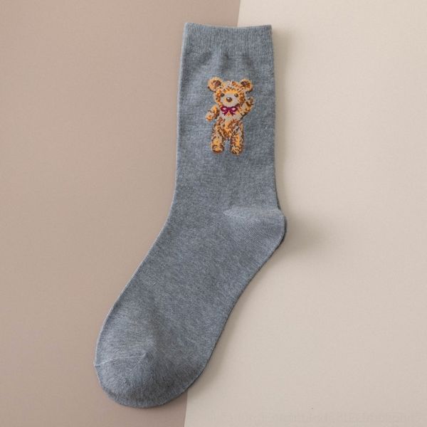

kivcf 2020 south s east gate spring and summer style british style campus new cartoon bear cotton stockingsstockings stockingswomen's c, Black