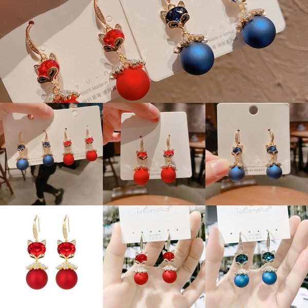 

factory5xikfox women's red frosted pearl earrings blue, Silver