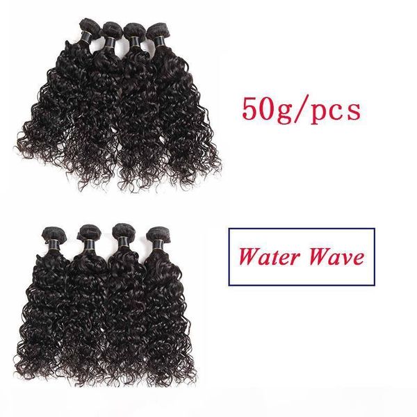 

brazilian virgin human hair water wave virgin human hair curly bundles peruvian indian malaysian remy human hair extensions 50g pcs, Black