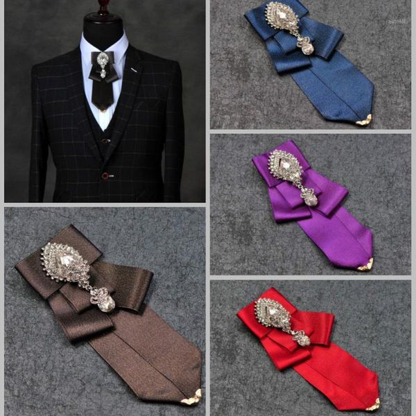 

new product rhinestone bow tie high-end luxury gift korean version of the british wedding business banquet bowtie men's jewelry1, Blue;purple