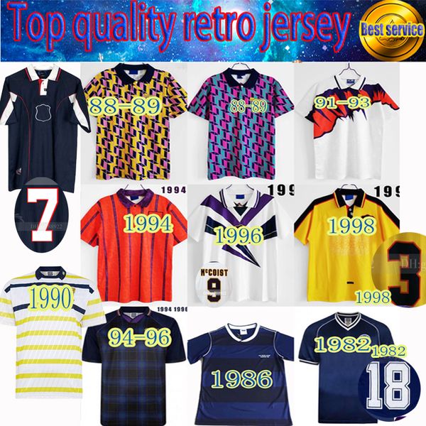 

1978 82 1986 1995 scotland retro soccer jersey world cup equipment home blue kits 1996 1998 classic vintage scotland retro football shirt, Black;yellow