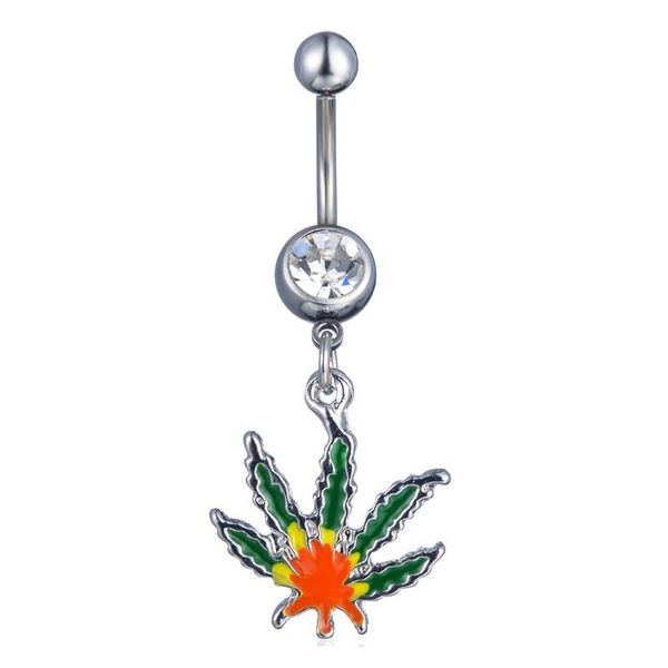 

d0710 ( 1 color ) clear color nice belly ring nice leaf style belly ring with piercing body jewlery navel belly ring body jewelry i9wrj, Silver