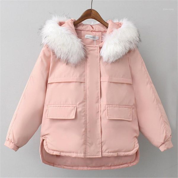

women's short 2021 winter clothing new loose cotton student sewn loose jacket1, Black