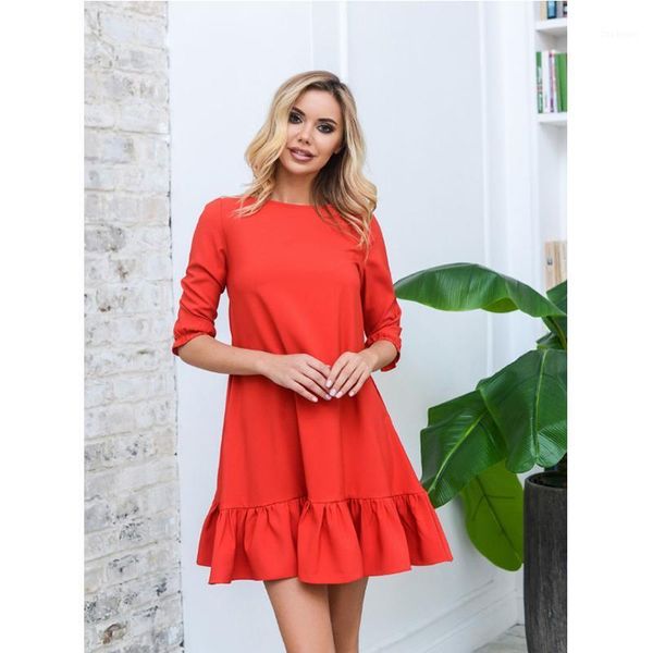 

women casual ruffles loose mini dress ladies sweet half sleeve o neck solid dress autumn new fashion elegant party dresses fl201, Black;gray