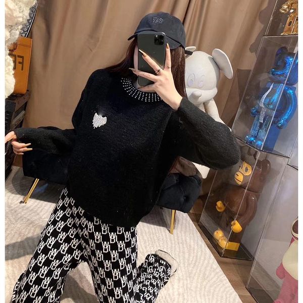 

european new belt drill gold thread heavy sweater female temperament of matching brooch set within the first render unlined uppe, White;black