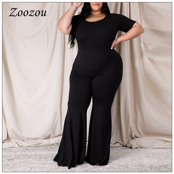 

short sleeve elastic slim women jumpsuits black skinny flare pants jumpsuit plus size casual summer rompers female custom, Black;white