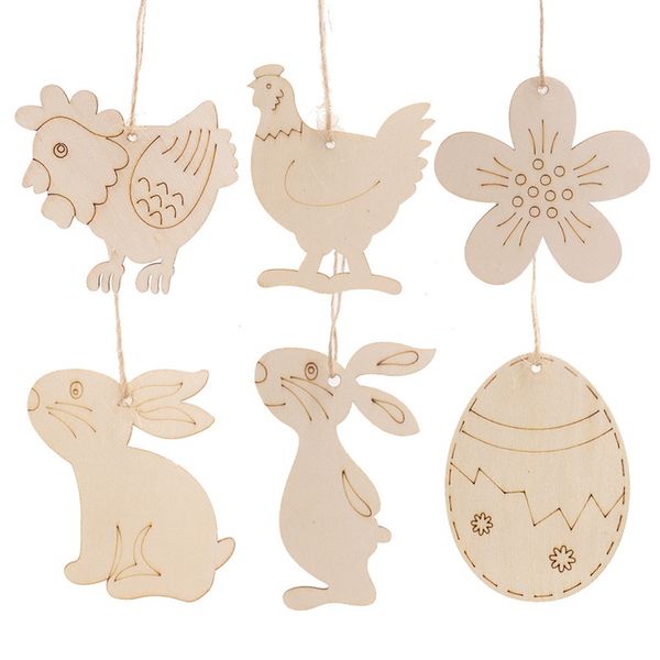 

wood easter egg chick pendant 10pcs diy craft easter decoration creative wooden artware festival party favors supplies ornament vtky2217