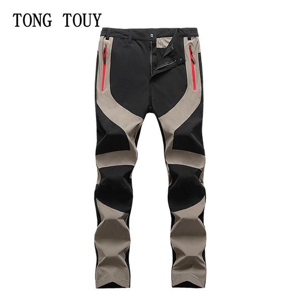 

outdoor pants summer elastic waterproof windproof hiking men quick dry breathable mountain climbing plus size, Black;green