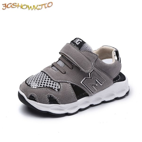 

kids boys girls beach shoes children's half air mesh breathable cut-outs casual sandals for toddlers 21-30 c1003, Black;red