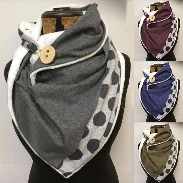 

scarves autumn winter warm scarf women fashion dots print button soft wrap poncho thick shawl echarpe femme, Blue;gray