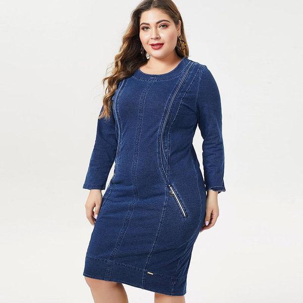 

casual dresses 2021 autumn winter womens plus size denim dress fashion ladies femal vintage midi woman party night, Black;gray