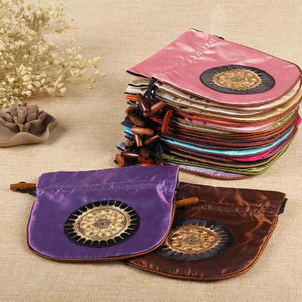 

wholesale 10pcs new fashion elegant sun flower ethnic style embroidery jewelry bag, Pink;blue