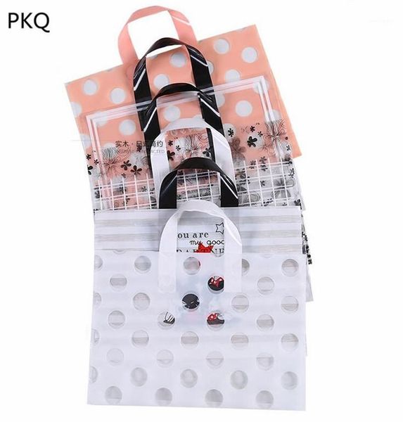 

gift wrap 50pcs flower printed plastic bag with handle for jewelry boutique packaging clothes shopping bags1