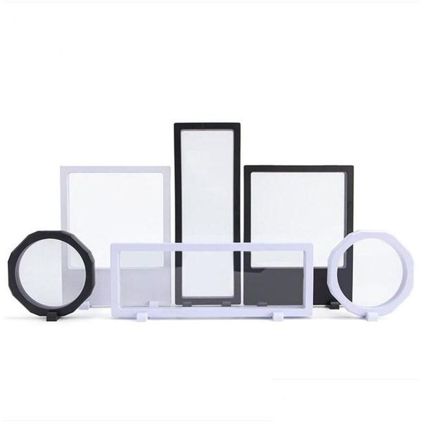

3d floating frame jewelry display case shadow box with a stand picture frame rings pendant necklace coins medals presentation case rzk 6frhl, Black