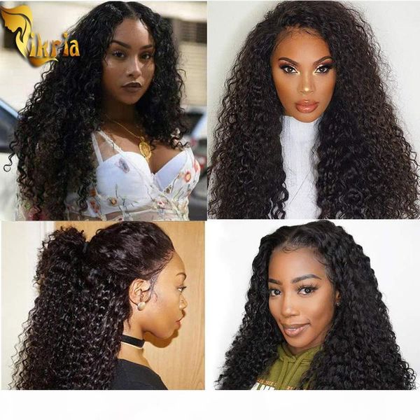 

kinky curly water wave 360 lace wig unprocessed human hair lace wig pre plucked hairline with baby hair natural color for black women, Black;brown