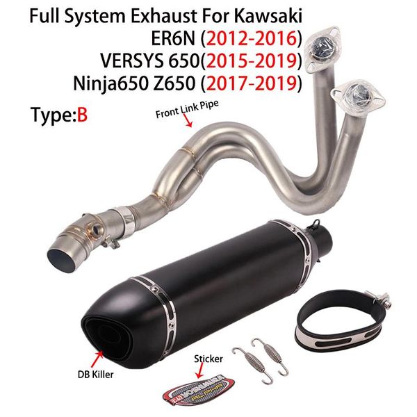 

motorcycle exhaust modified motorbike escape db killer titanium alloy front link pipe for er6n versys650 z650 ninja 650