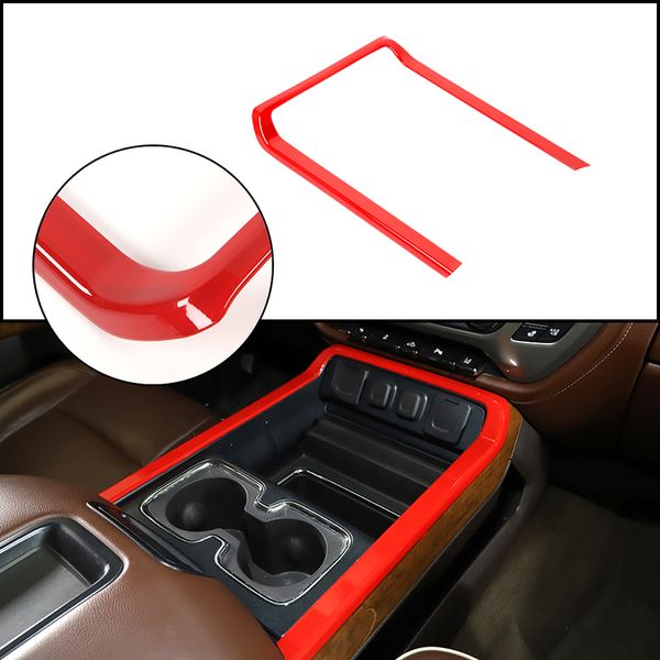 

red central gear cup holder storage compartment trim frame for chevrolet silverado gmc sierra 2014-2018 interior accessories
