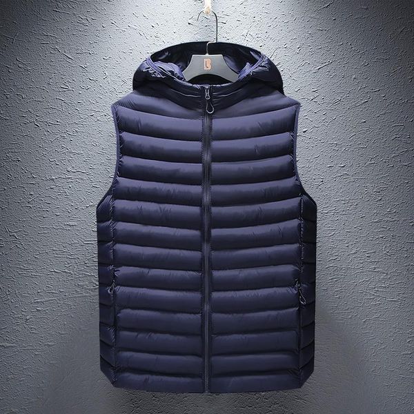 

men's vests autumn/winter hooded detachable vest warm casual coat sleeveless shoulder zipper cardigan cotton -4xl, Black;white