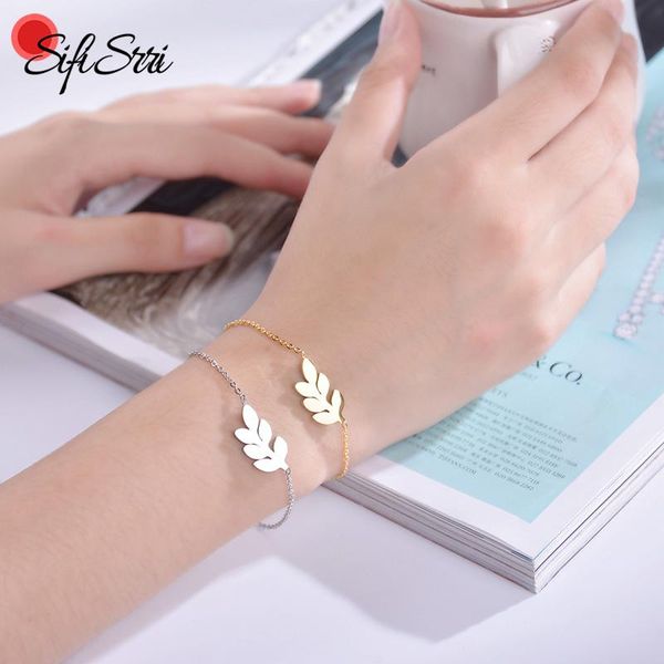 

sifisrri lovely tree leaf charm bracelet bohemian plant adjustable chain bracelets female birthday jewelry friendship gift bff, Black