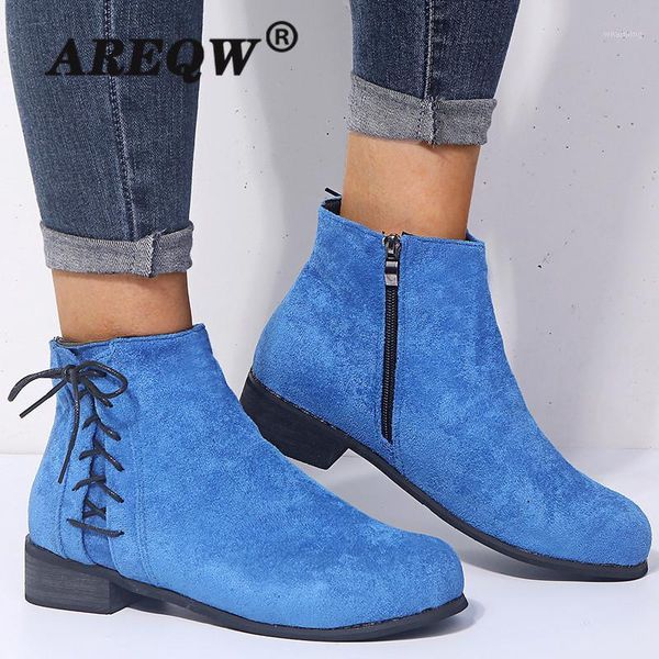 

boots 2021 winter ankle fashion women's low-heeled short side pull shoes women round toe warm botas mujer1, Black