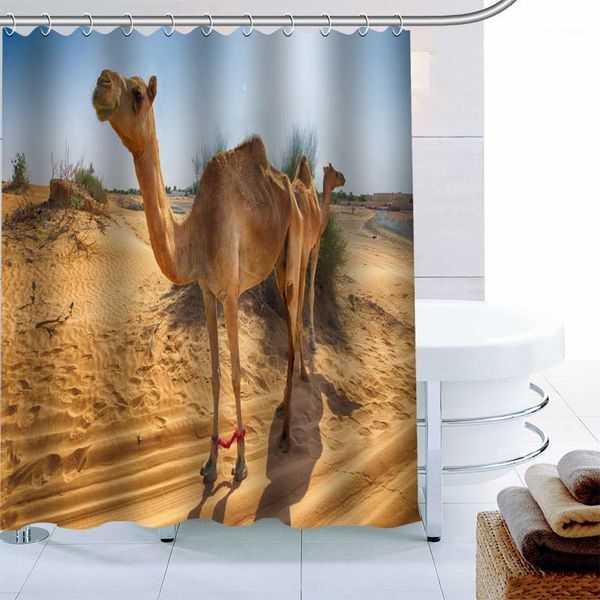 

shower curtains desert camels animal curtain 12 hook polyester fabric 3d printing bathroom waterproof bath decor1