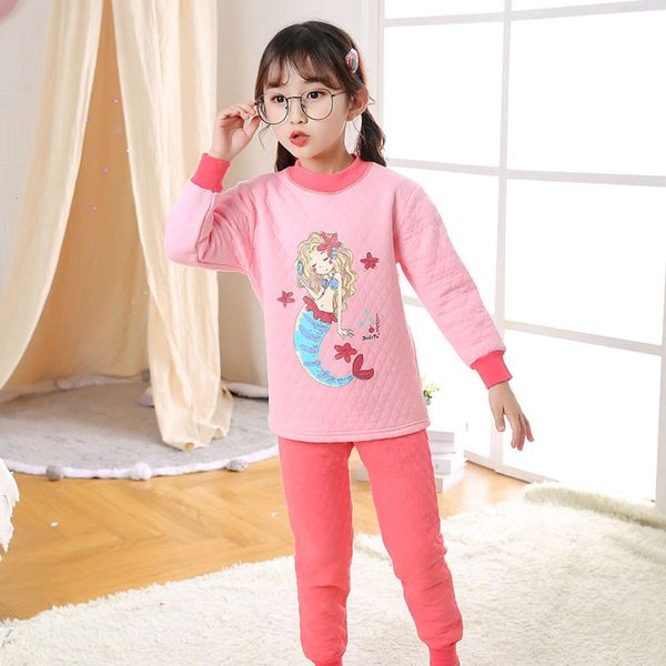 

and boys girls underwear thermal set children's three layer cotton winter baby thickened cloth autumn pants bottomed pajamas 2i2r, Blue;red