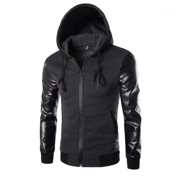 

men's hooded jacket men fight skin sleeve stylish jacket1, Black;brown