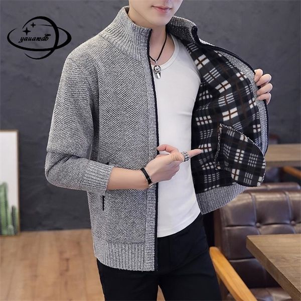

3xl мужские свитера зима теплая мужской воротник стойка с длинным рукавом zipper solid color кардиган top coat верхняя одежда куртки одежд, White;black