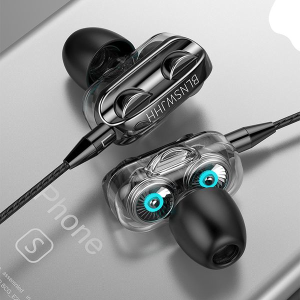 

olhveitra 3.5mm in ear earphones wired headset gamer for computer iphone samsung xiaomi dual drive stereo sport earbuds with mic