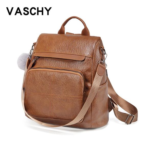 

vaschy anti-theft women backpack mini leather backpack purse female waterproof shoulder bags fashion bags for teenage girls