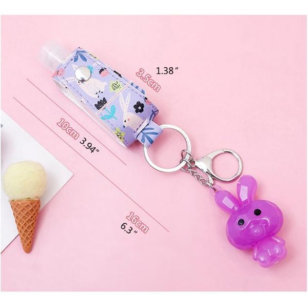 

30ml 1oz kids cartoon portable mini empty leakproof plastic travel bottle cartoon leather cover keychain holder jllwjl