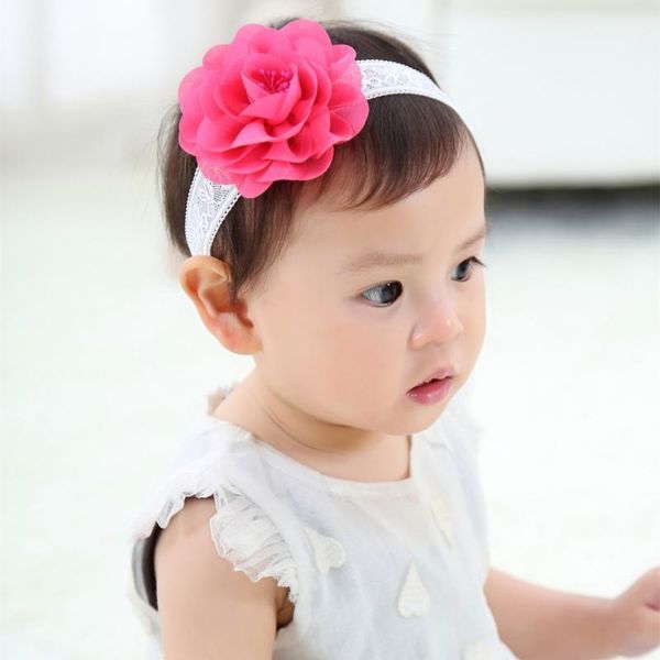 

new fashion lace flower lovely girl headdress elastic headwrap hairbands baby girls toddlers hair accesories wholesale1, Slivery;white