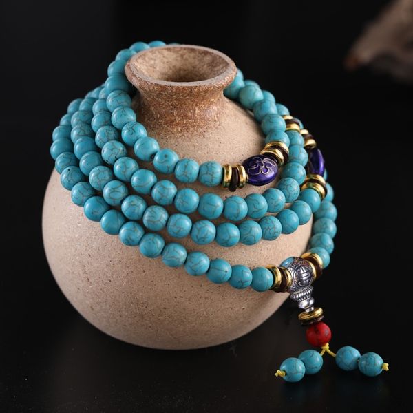 

obdnv тибетский оптимизировано сырой руды turquoise с 4 и перегородчатой ​​braceletbead 8mm будды бусин каменные круги камень браслет брасле, Golden;silver