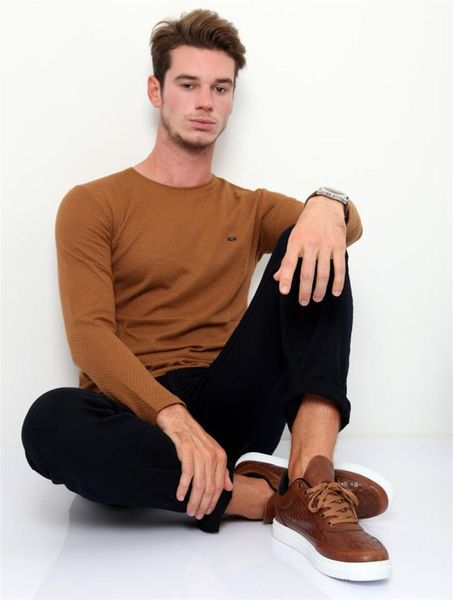 

bike collar petekli camel male knitwear sweater1, White;black