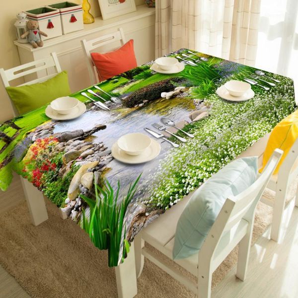 

3d tablecloth merry christmas flowers and plants pattern waterproof cloth thicken rectangular and round wedding table cloth1