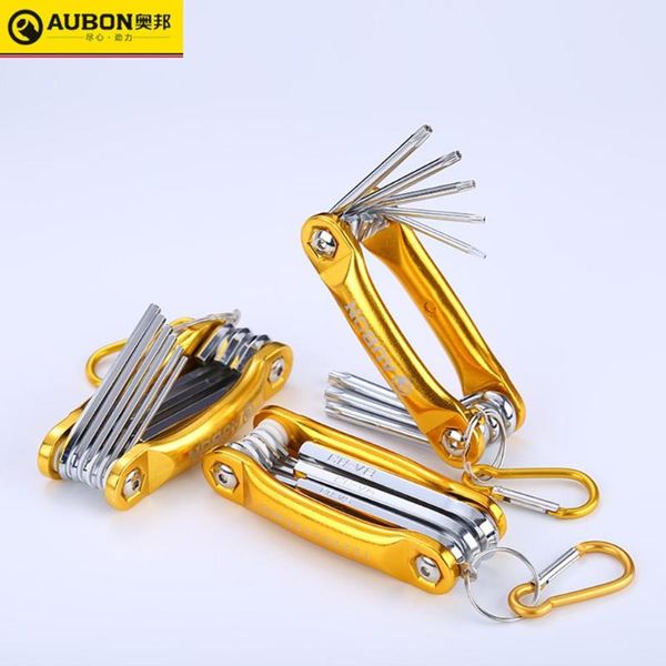 

aubon 8 in 1 foldable hexagon/ folding torx key set with aluminum grip handle metric allen key screwdriver wrench set