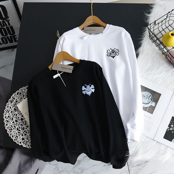 

2020 в начале осени tie отрубей письма вышитых sweatert футболка sweaterbee вышитого свитер шеи длинный рукав свободных футболки dkq7s, Black