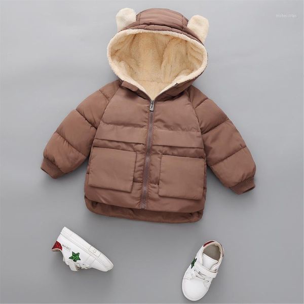 

2020solid color cute hooded baby girl outerwear warm autumn winter down padded jacket coat for toddler boy slim children clothes1, Blue;gray